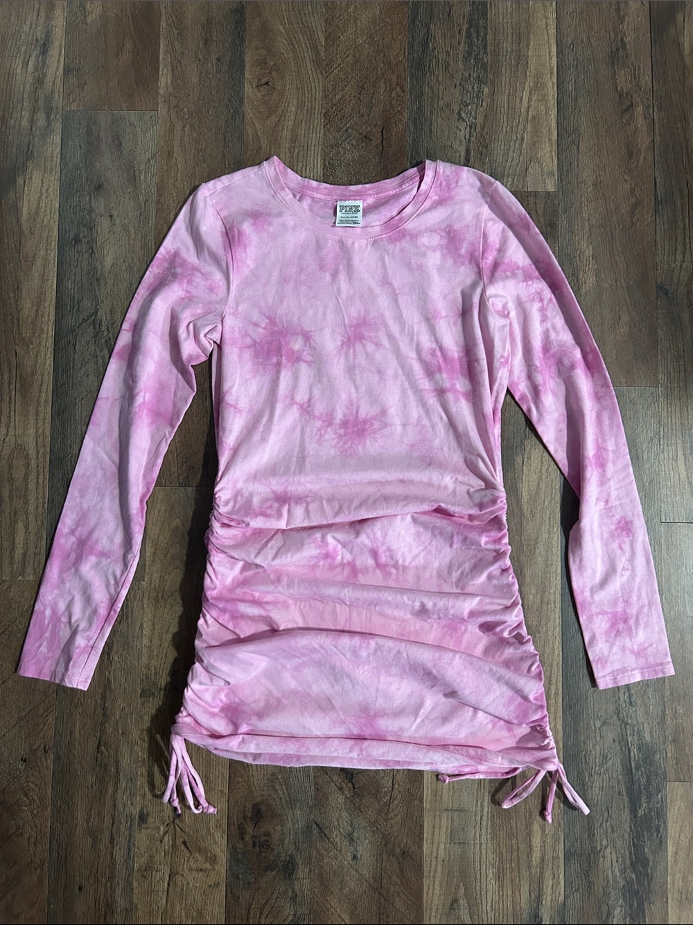 Victoria’s Secret PINK Pink Tie-dye Long Sleeve Rouched Dress